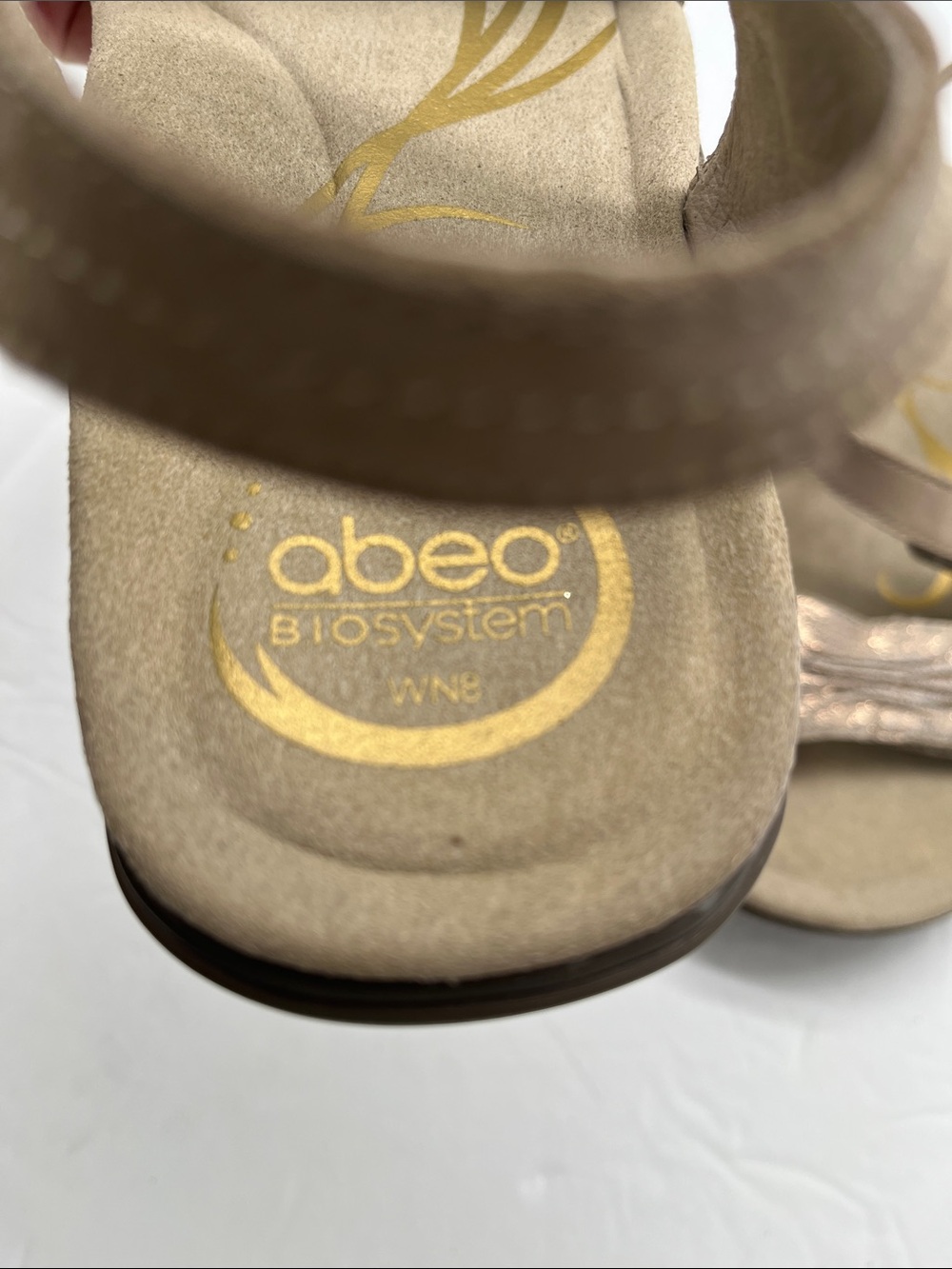 Abeo Bliss Biosystem Taupe Suede Strappy Sandals Metallic Women’s 8N Comfort - Picture 2 of 12